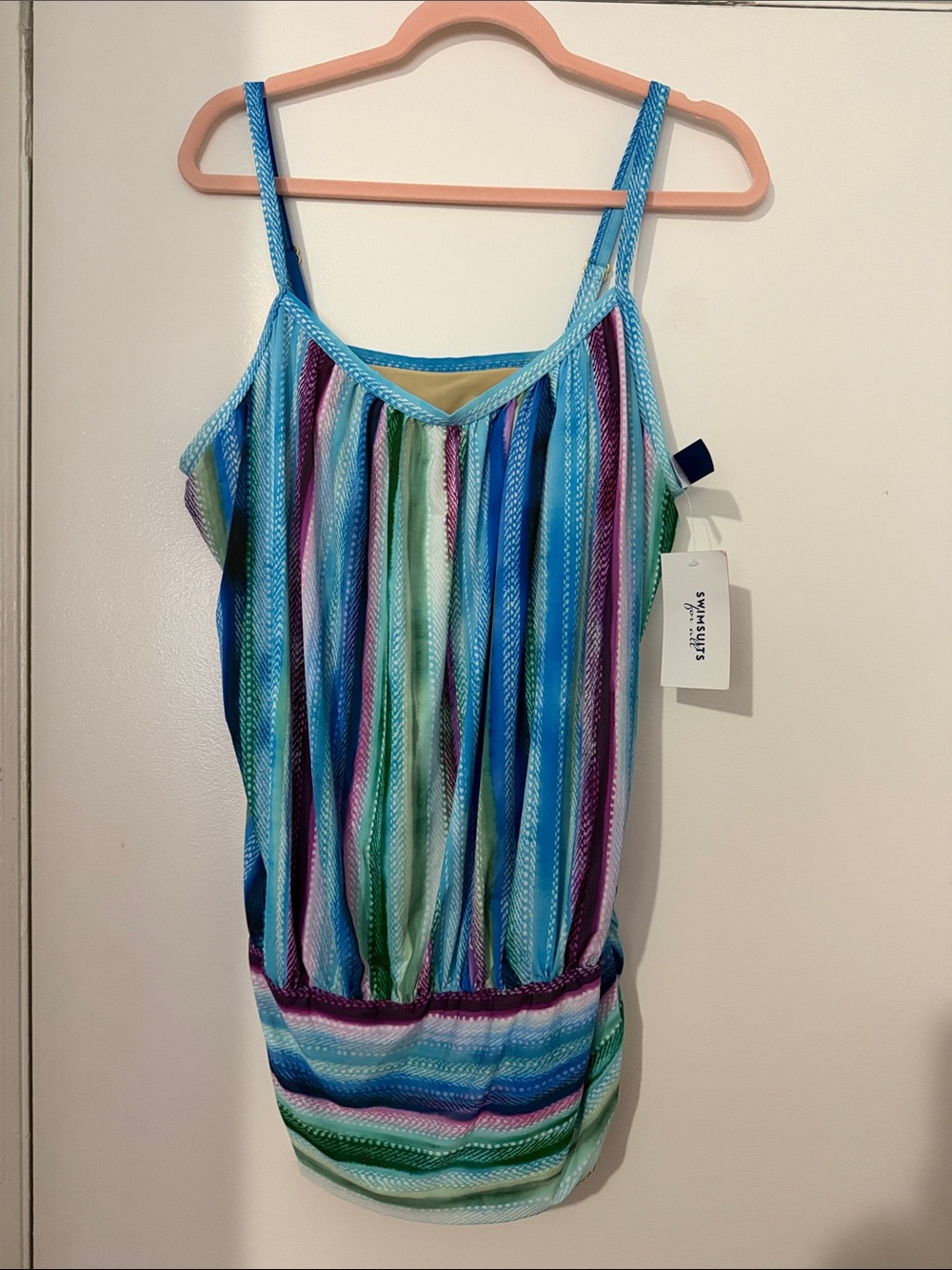 Swimsuits For All Striped Multi-Color Tankini Top